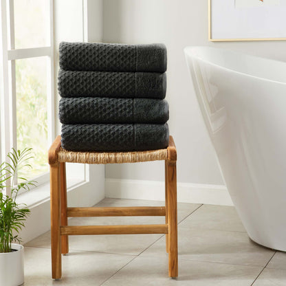 Linery & Co. Cotton Diamond Waffle Texture Bath Towels.