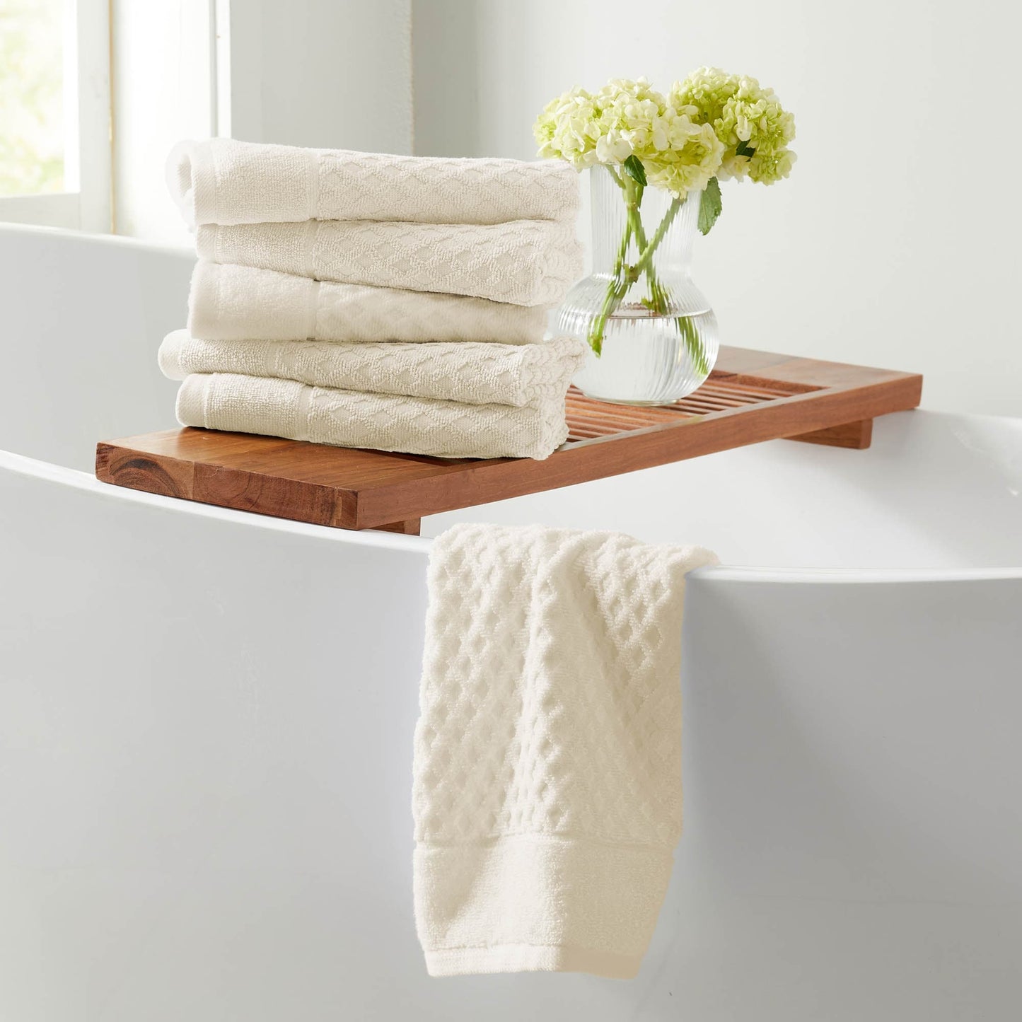Linery & Co. Cotton Diamond Waffle Texture Bath Towels.