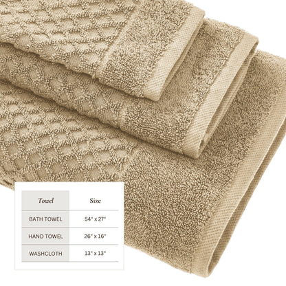 Linery & Co. Cotton Diamond Waffle Texture Bath Towels.
