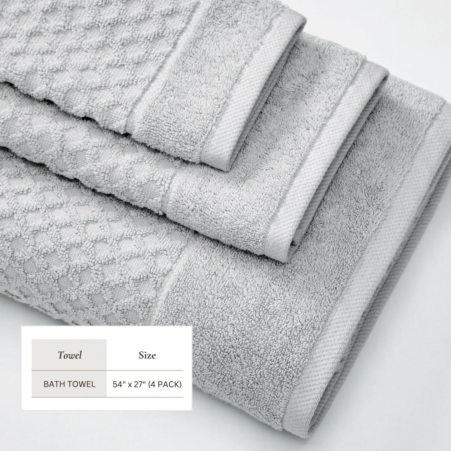 Linery & Co. Cotton Diamond Waffle Texture Bath Towels.