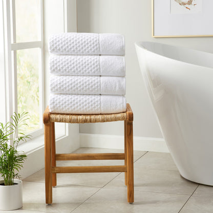 Linery & Co. Cotton Diamond Waffle Texture Bath Towels.