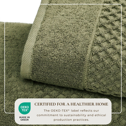 Linery & Co. Cotton Diamond Waffle Texture Bath Towels.