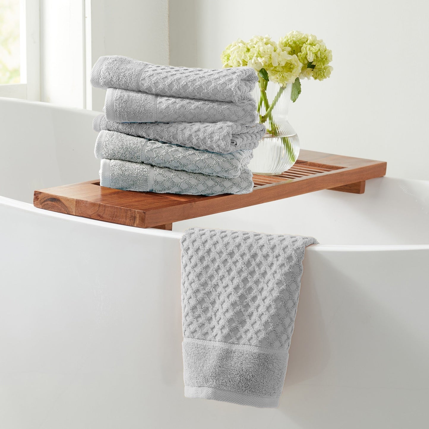 Linery & Co. Cotton Diamond Waffle Texture Bath Towels.