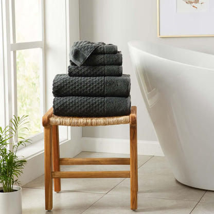 Linery & Co. Cotton Diamond Waffle Texture Bath Towels.