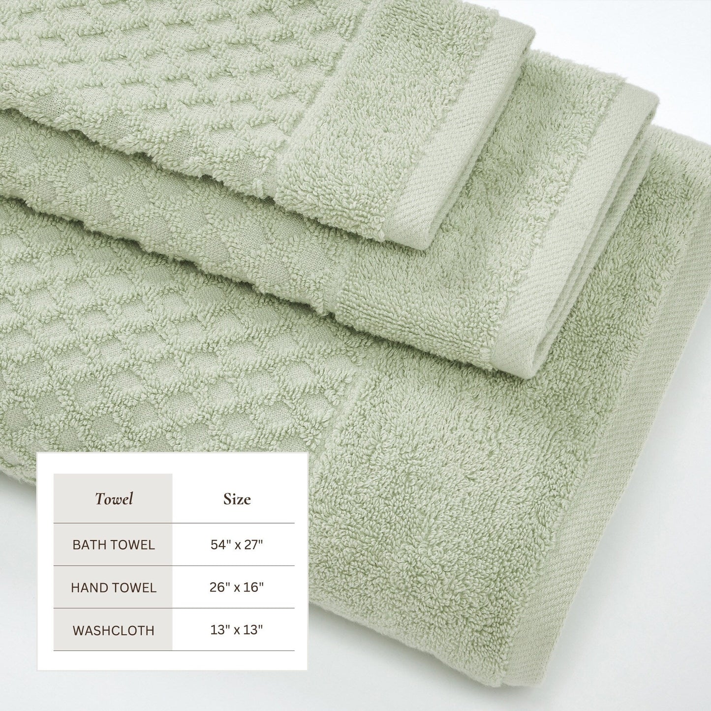 Linery & Co. Cotton Diamond Waffle Texture Bath Towels.