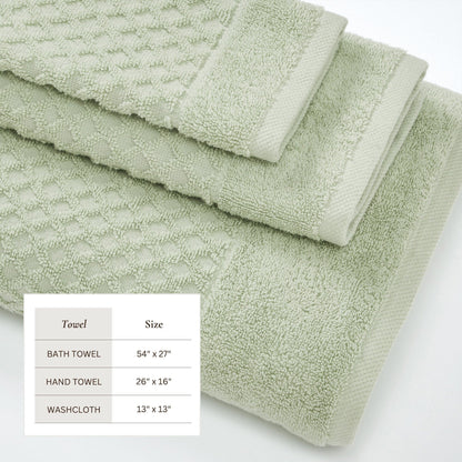 Linery & Co. Cotton Diamond Waffle Texture Bath Towels.