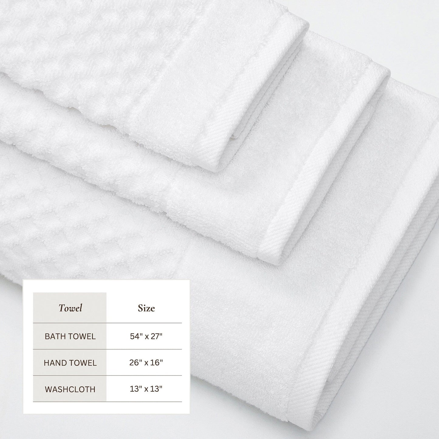 Linery & Co. Cotton Diamond Waffle Texture Bath Towels.