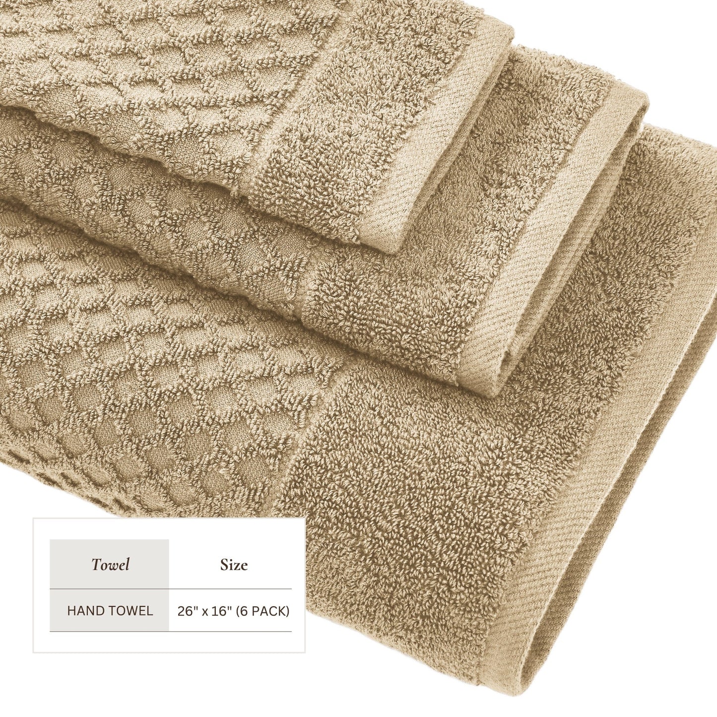 Linery & Co. Cotton Diamond Waffle Texture Bath Towels.