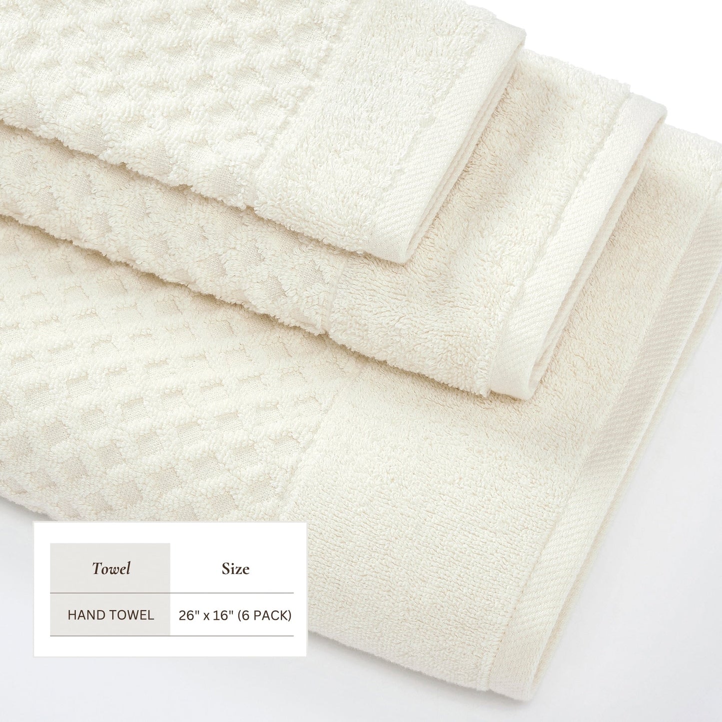 Linery & Co. Cotton Diamond Waffle Texture Bath Towels.
