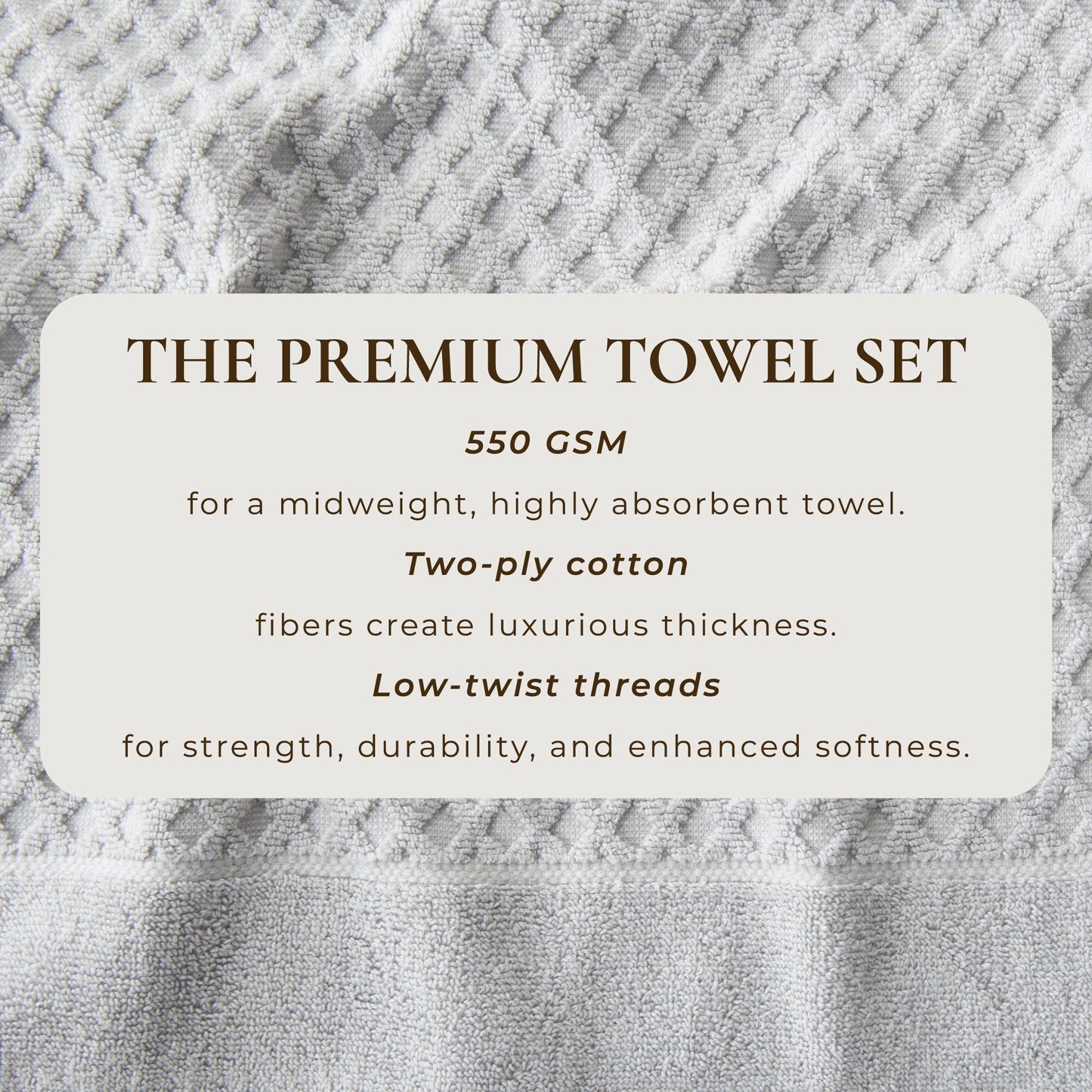 Linery & Co. Cotton Diamond Waffle Texture Bath Towels.