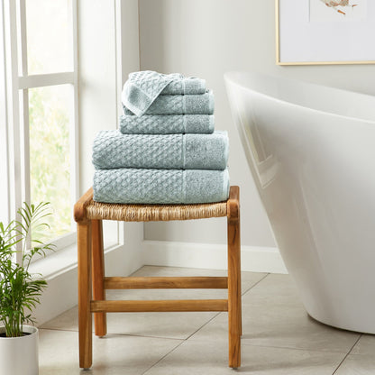Linery & Co. Cotton Diamond Waffle Texture Bath Towels.