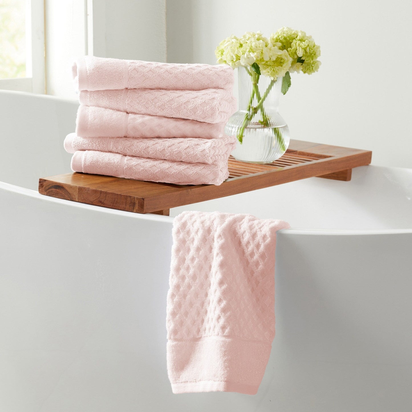 Linery & Co. Cotton Diamond Waffle Texture Bath Towels.