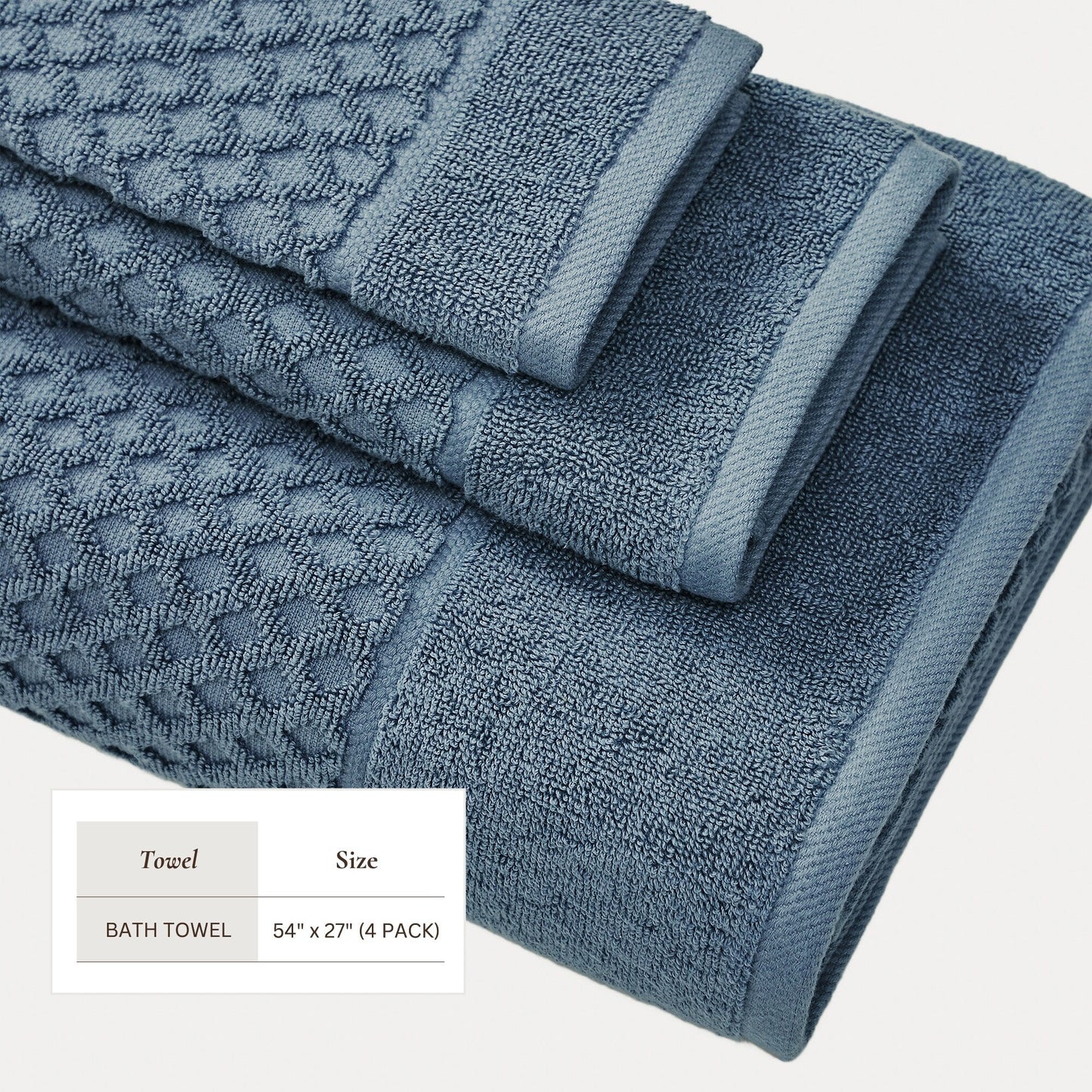 Linery & Co. Cotton Diamond Waffle Texture Bath Towels.