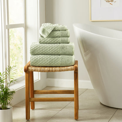 Linery & Co. Cotton Diamond Waffle Texture Bath Towels.