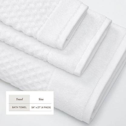 Linery & Co. Cotton Diamond Waffle Texture Bath Towels.
