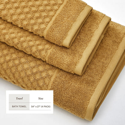 Linery & Co. Cotton Diamond Waffle Texture Bath Towels.
