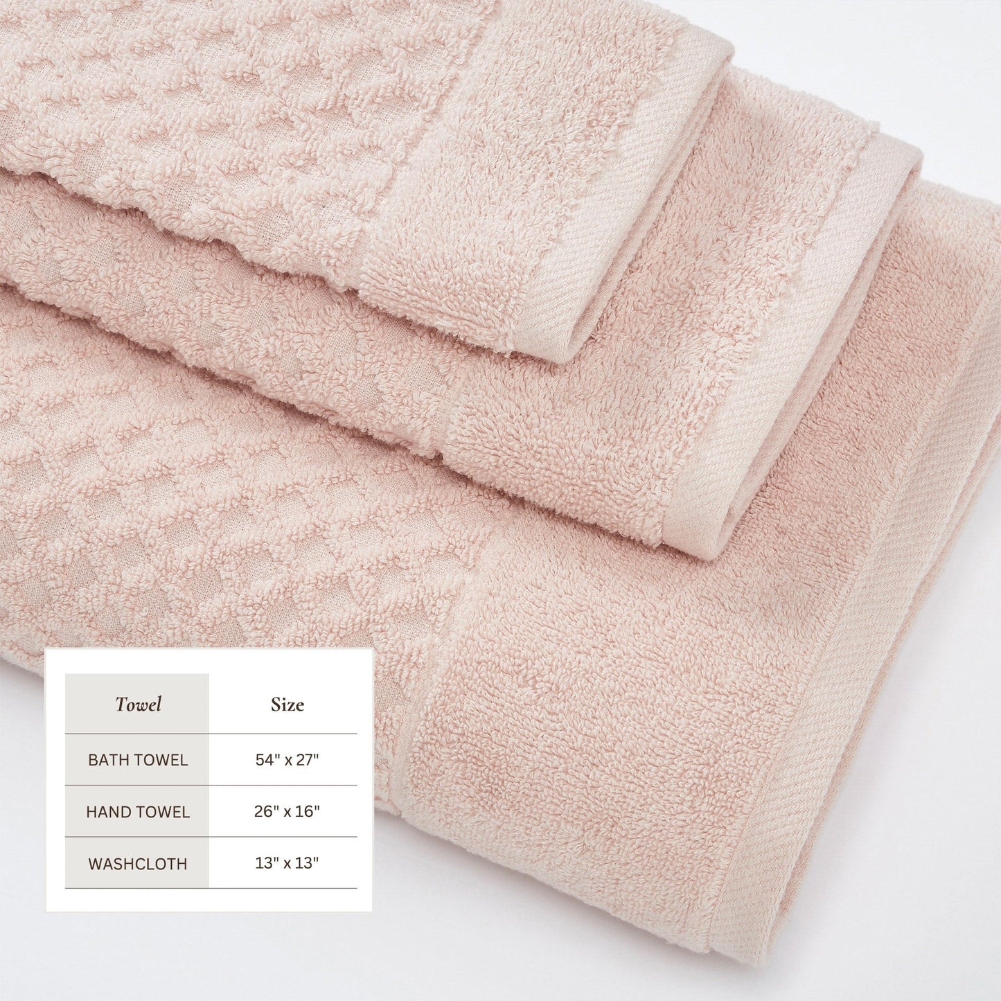 Linery & Co. Cotton Diamond Waffle Texture Bath Towels.