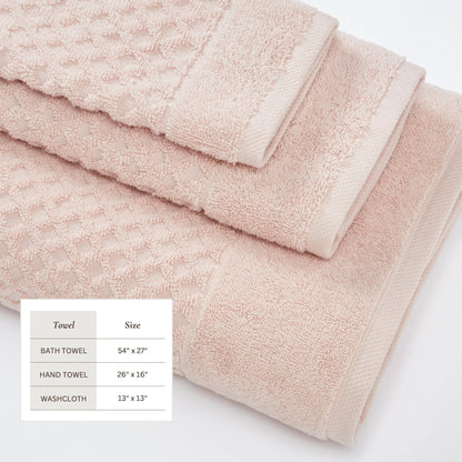 Linery & Co. Cotton Diamond Waffle Texture Bath Towels.