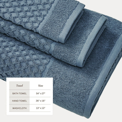 Linery & Co. Cotton Diamond Waffle Texture Bath Towels.