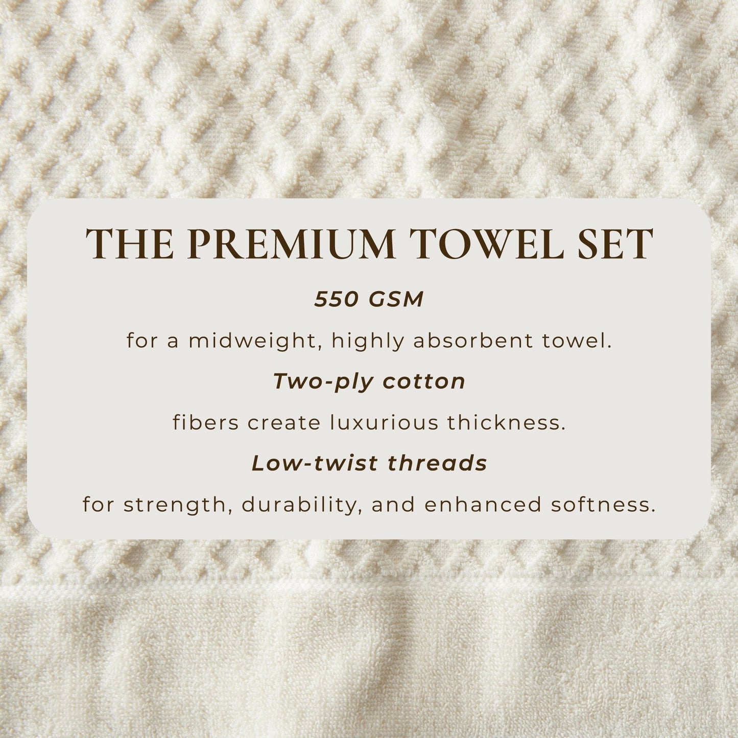 Linery & Co. Cotton Diamond Waffle Texture Bath Towels.