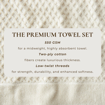 Linery & Co. Cotton Diamond Waffle Texture Bath Towels.
