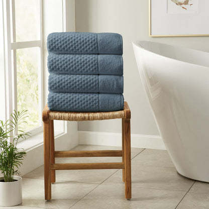 Linery & Co. Cotton Diamond Waffle Texture Bath Towels.