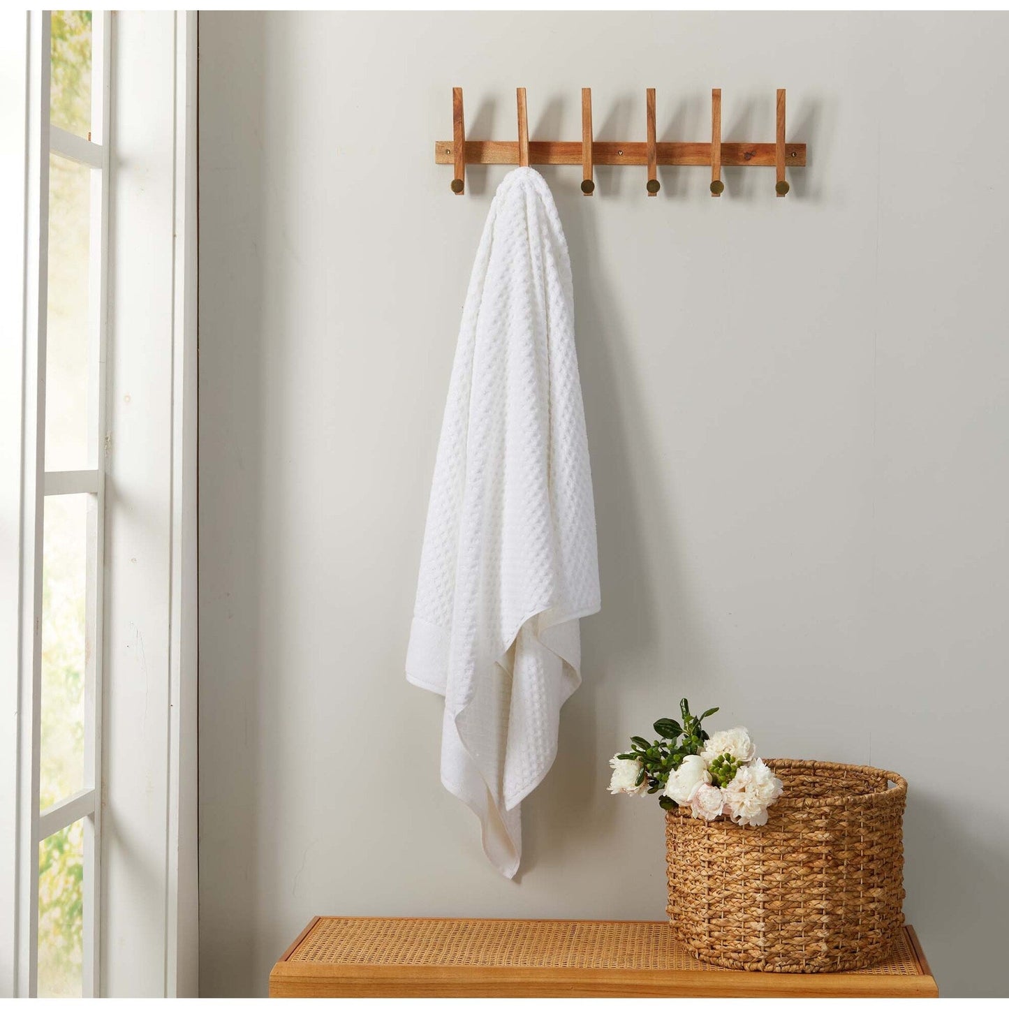 Linery & Co. Cotton Diamond Waffle Texture Bath Towels.