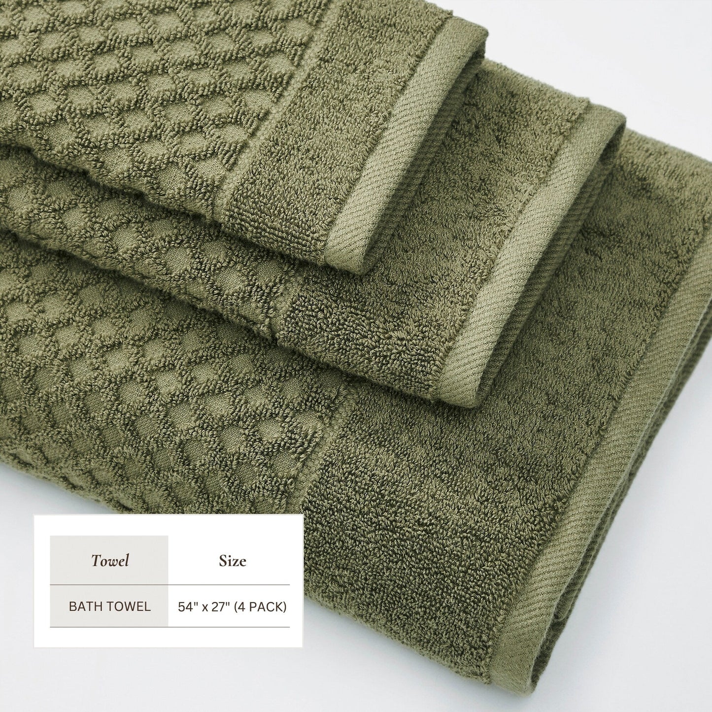 Linery & Co. Cotton Diamond Waffle Texture Bath Towels.