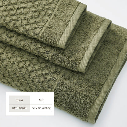 Linery & Co. Cotton Diamond Waffle Texture Bath Towels.