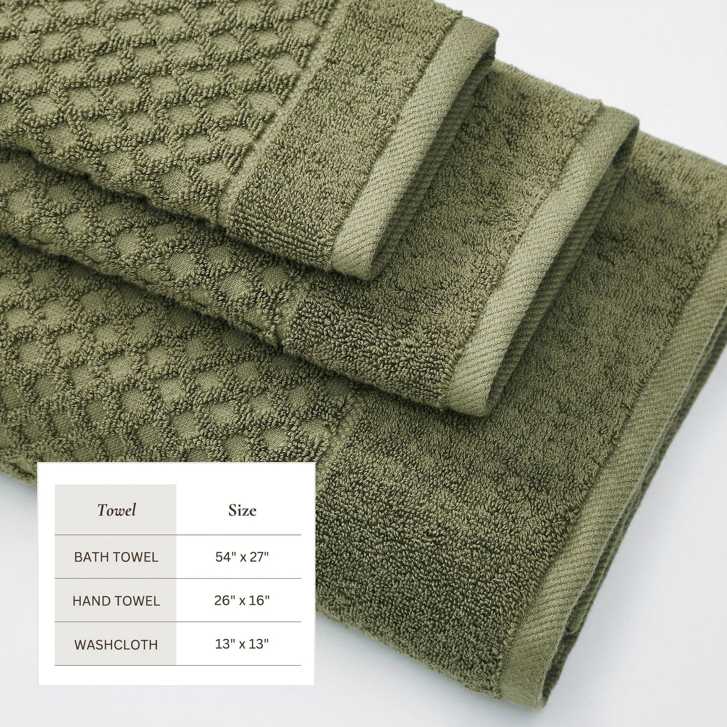 Linery & Co. Cotton Diamond Waffle Texture Bath Towels.