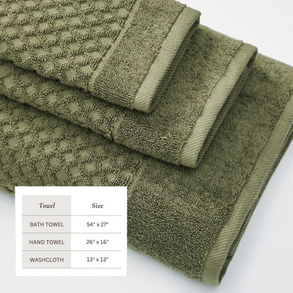 Linery & Co. Cotton Diamond Waffle Texture Bath Towels.