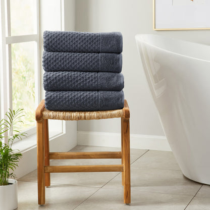 Linery & Co. Cotton Diamond Waffle Texture Bath Towels.