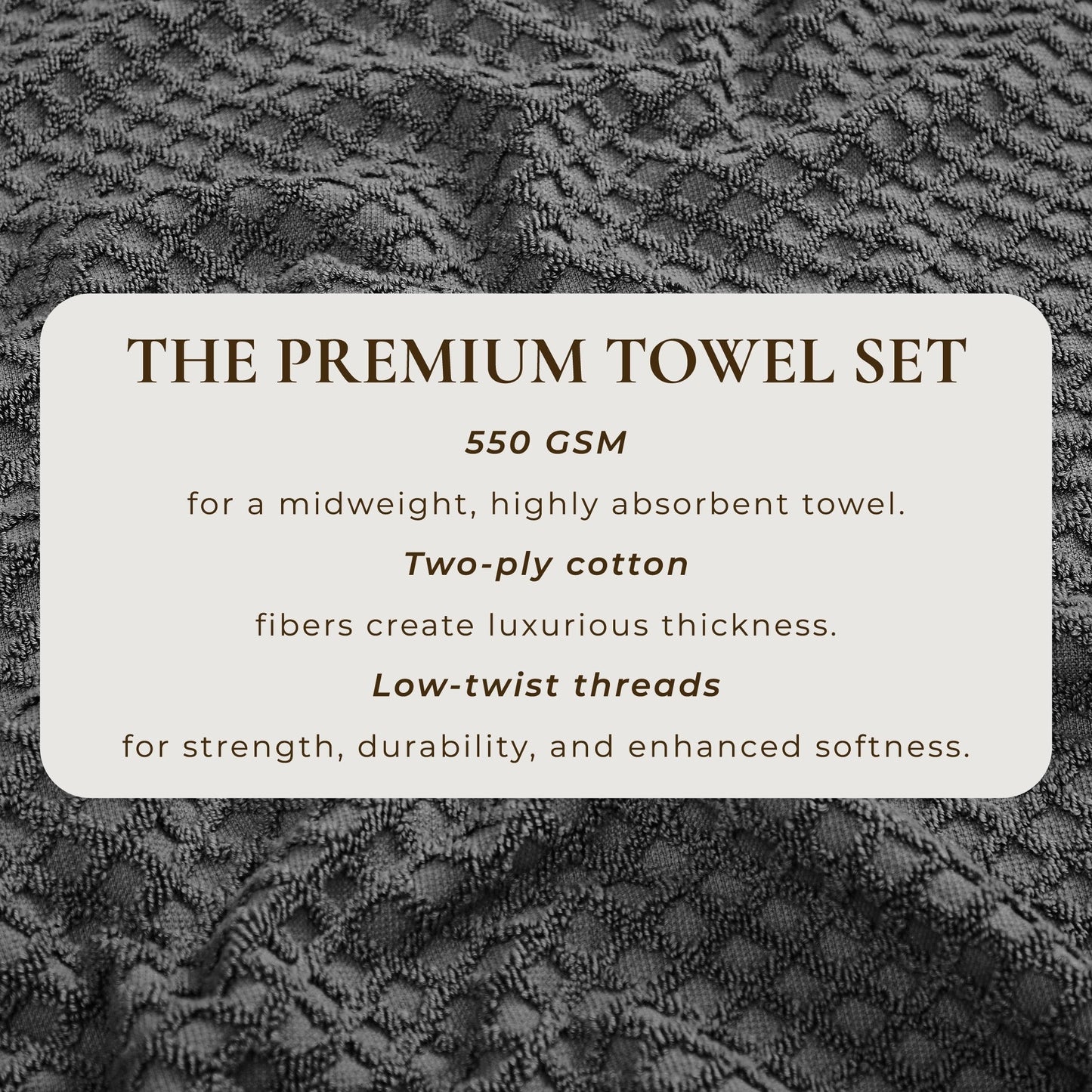 Linery & Co. Cotton Diamond Waffle Texture Bath Towels.