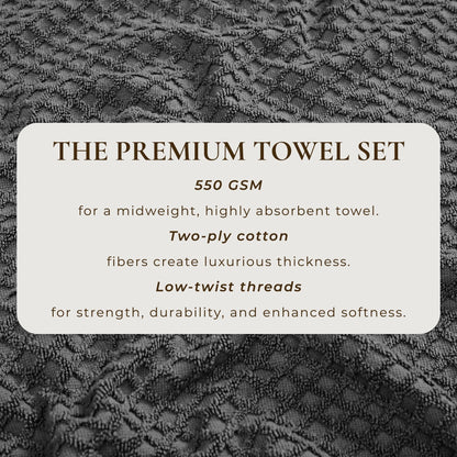 Linery & Co. Cotton Diamond Waffle Texture Bath Towels.