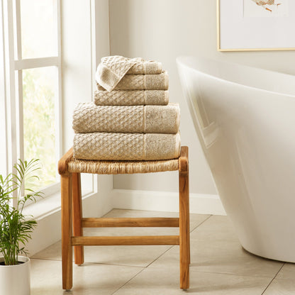 Linery & Co. Cotton Diamond Waffle Texture Bath Towels.
