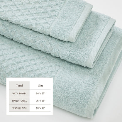 Linery & Co. Cotton Diamond Waffle Texture Bath Towels.