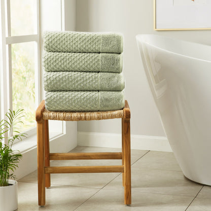 Linery & Co. Cotton Diamond Waffle Texture Bath Towels.