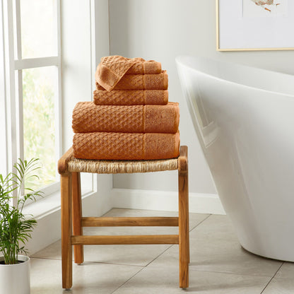 Linery & Co. Cotton Diamond Waffle Texture Bath Towels.