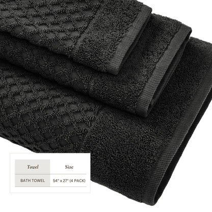 Linery & Co. Cotton Diamond Waffle Texture Bath Towels.