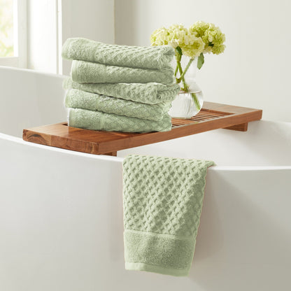 Linery & Co. Cotton Diamond Waffle Texture Bath Towels.