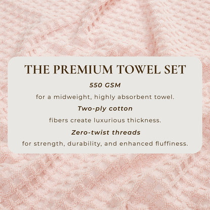 Linery & Co. Cotton Diamond Waffle Texture Bath Towels.