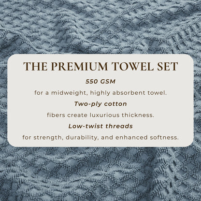 Linery & Co. Cotton Diamond Waffle Texture Bath Towels.