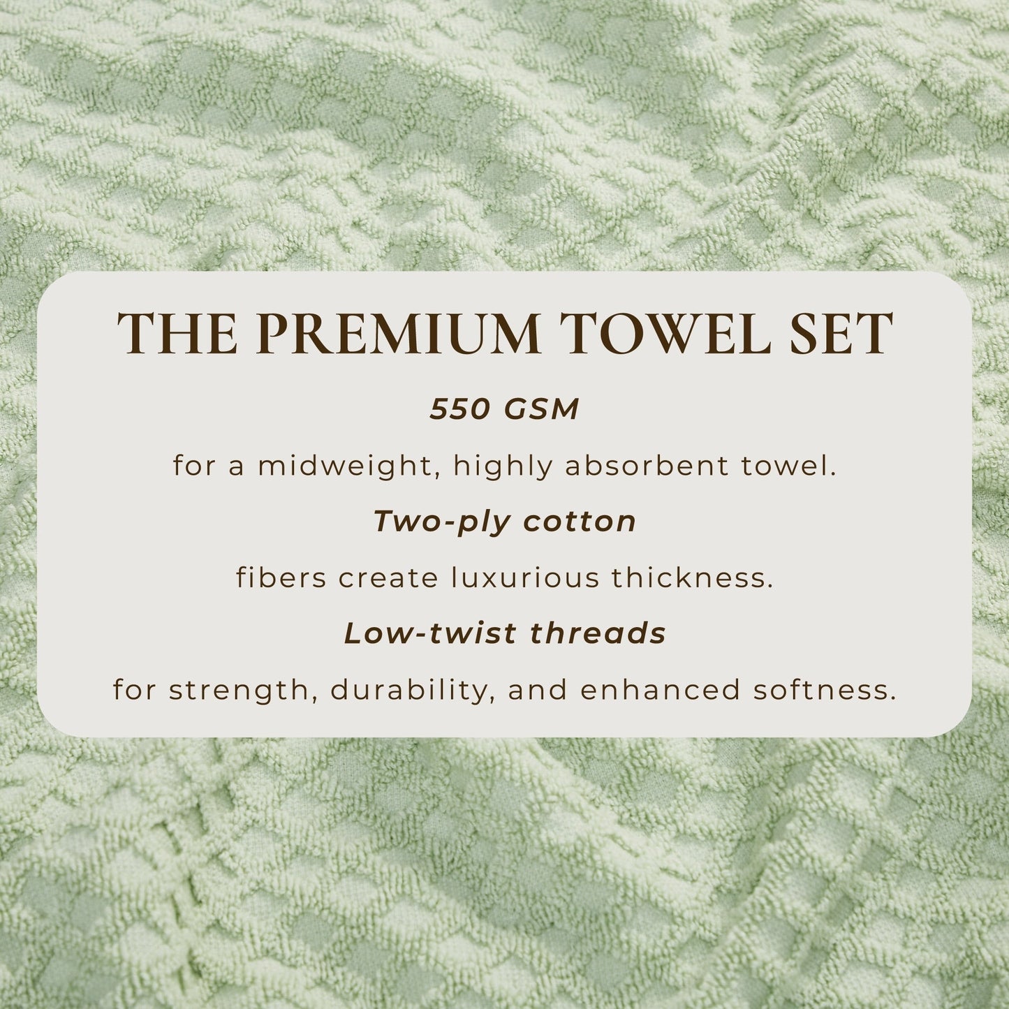 Linery & Co. Cotton Diamond Waffle Texture Bath Towels.
