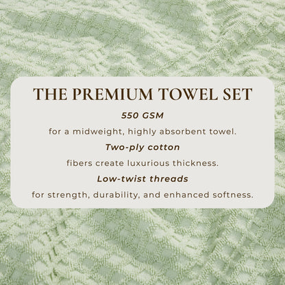 Linery & Co. Cotton Diamond Waffle Texture Bath Towels.