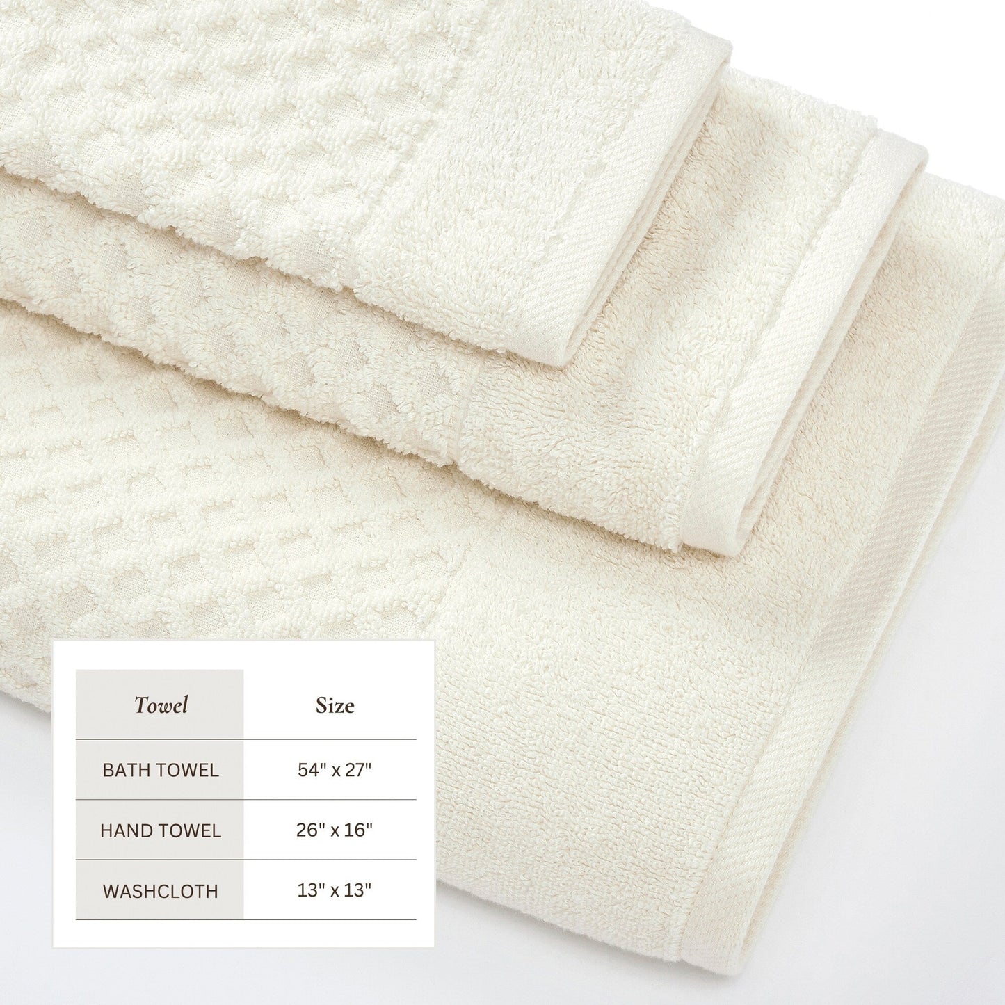 Linery & Co. Cotton Diamond Waffle Texture Bath Towels.