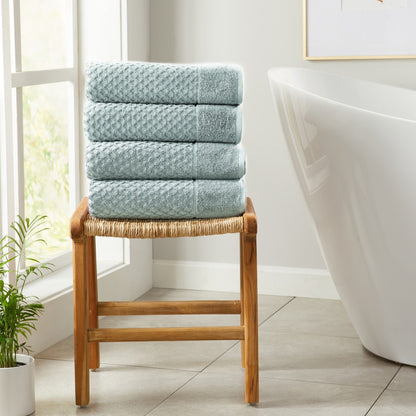 Linery & Co. Cotton Diamond Waffle Texture Bath Towels.