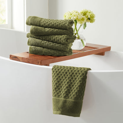 Linery & Co. Cotton Diamond Waffle Texture Bath Towels.