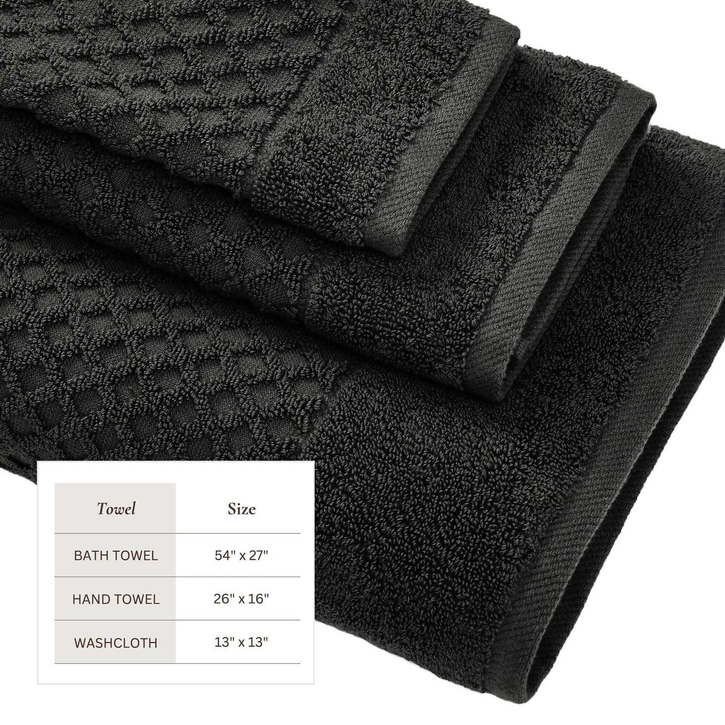 Linery & Co. Cotton Diamond Waffle Texture Bath Towels.