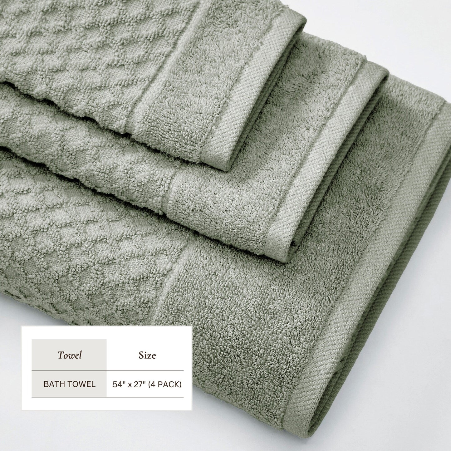 Linery & Co. Cotton Diamond Waffle Texture Bath Towels.