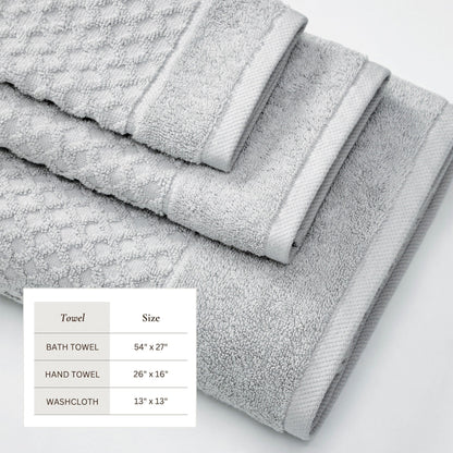 Linery & Co. Cotton Diamond Waffle Texture Bath Towels.